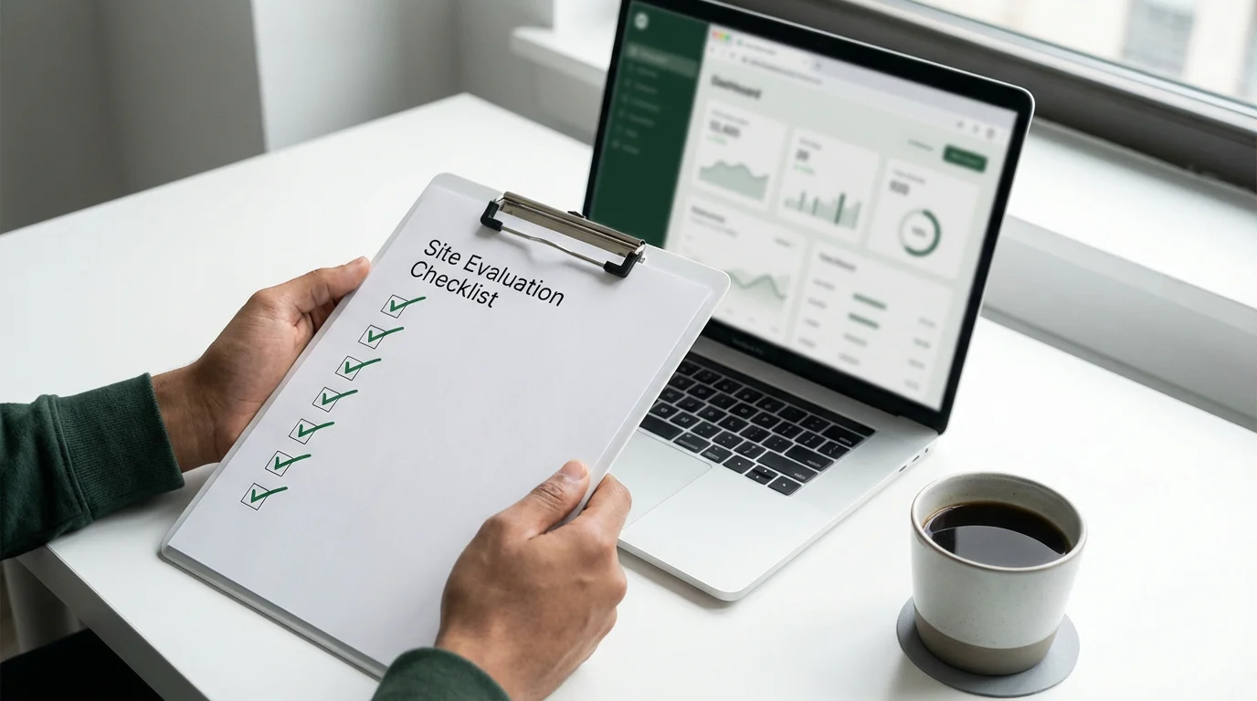 How to choose a UK gambling site — person reviewing a checklist on a laptop